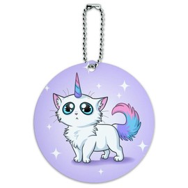 Cat Unicorn Round Luggage ID Tag Card Suitcase Carry-On
