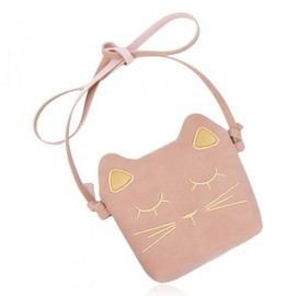 Wisebom Princess Mini Bags, Children's Shoulder Bag Girls Pink Mini Bags Handbag PU Leather Cute Cat Small Shoulder Bag for Children Little Girls, pink