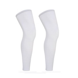 TREGOO Sports Compression Long Leg Sleeve UV Full Length Knee Sleeve for Men Women Youth Running Basketball Football Cycling (White,Medium)