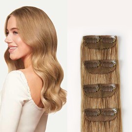 Luxy Hair 12" Dirty Blonde Scalp Hair Fill-Ins Clip-In Hair Extensions (30 grams) 100% Remy Human Hair, For Thinning Near Scalp, 4-Piece Set, Mimics Hair Growth