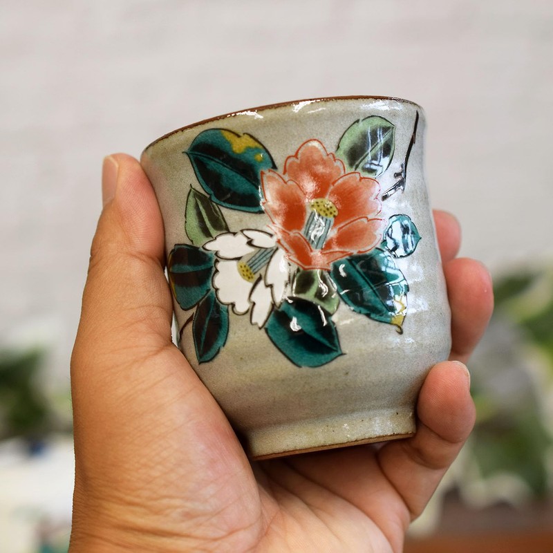 Tea Cup Stylish Kutani Ware Yunomi Kōhakusan Tea Flower Tea