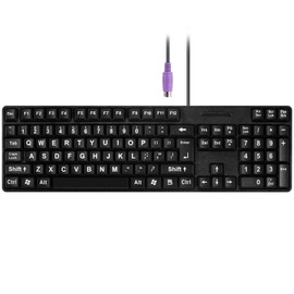 MCSaite Wired PS2 104 Keys Computer Keyboard - Big Print Letters - QWERTY Full Size Keyboard - Black