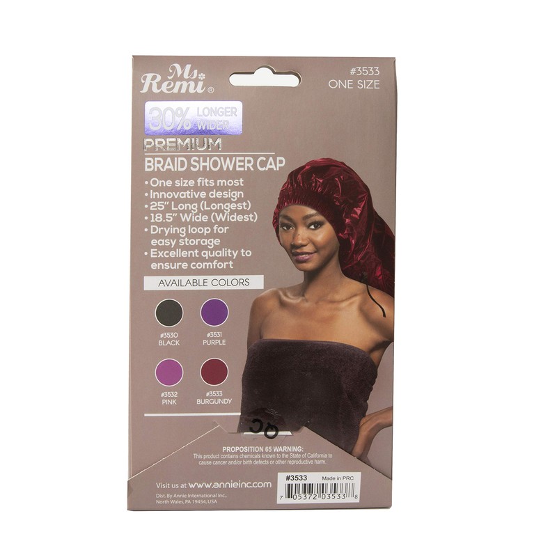 Ms Remi Premium Braid Shower Cap Burgundy 25 inch long