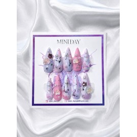Sailor Moondrop Handmade Nail Tips - Long Stiletto / 세일러 문드롭 수제 네일팁 - 롱 스틸레토