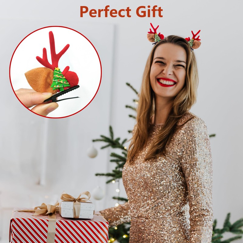 Niuhong Pack of 10 Christmas Antlers Hair Clips Hair Accessories