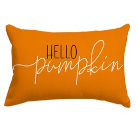 RABUSOFA Fall Throw Pillows Covers 12x20 Inch,Autumn Hello Pumpkin Pillows Decorative Throw Pillows,Lumbar Outdoor Thanksgiving Cushion Cover Farmhosue Fall Decor for Bedroom Couch Sofa Orange
