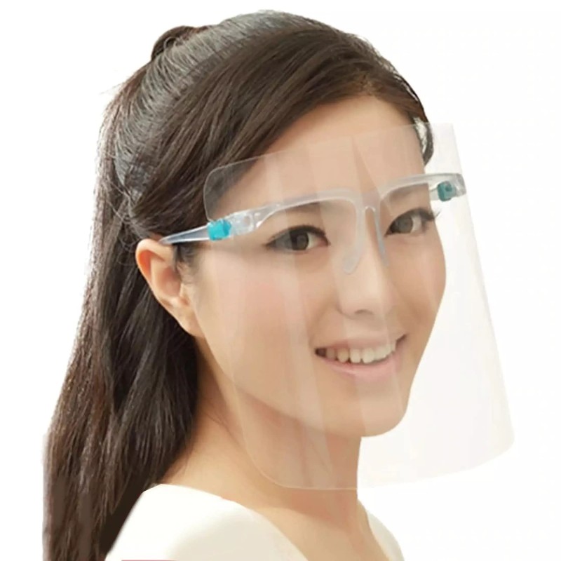 Full Face Protective Shield Visor, Face Shield with Glasses Transparent