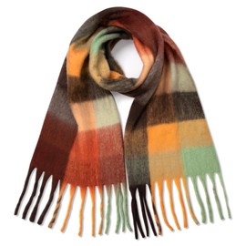 YSense Womens Winter Scarf Chunky Plaid Oversized Scarf Big Casual Tassel Thick Blanket Scarf Coloured Warm Shawl Wrap