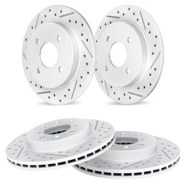 R1 Concepts Front and Rear Brake Rotors For 1990-2001 Acura Integra, 1992-1995 Honda Civic, 1999-2000 Honda Civic| Drilled Slotted Disc Brake Rotors| Brakes and Rotors Brakes and Rotors