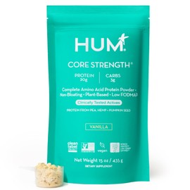 HUM Core Strength Vanilla Protein Powder - Digestion Friendly Vegan Plant Protein for Shakes (15 Servings)