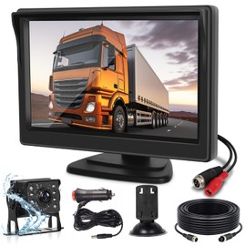 Hikity Rear View Camera HD Car Camera Set with 5 Inch HD Monitor Parking Aid with IP68 Waterproof Reversing Camera for Truck/Van/Motorhome/Trailer/Car/Caravan