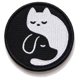 Patch Dog and Cat Tai Chi Figure, Velcro (Velcro/Velcro) Removable, Tao Mark, Yin Yang, Military, Airsoft Game, Cute Embroidered Patch