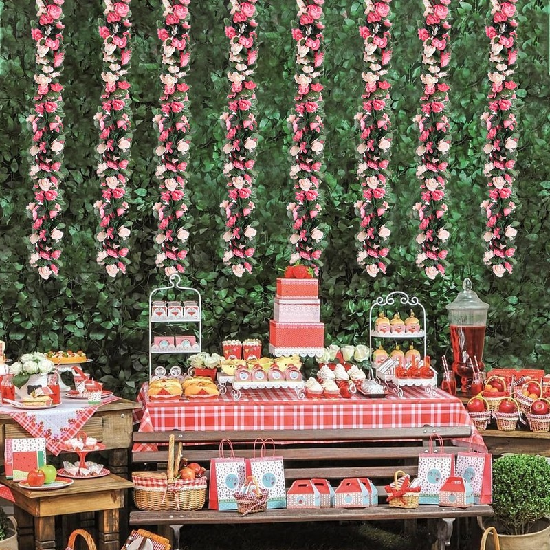 Ysqool 4Pack Pink Flower Garland, 31Ft Artificial Rose Flower Vines