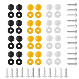 BEK-FIX 48 Piece Screws and Caps Number Plate Fixing Fitting Kit, White Yellow & Black Caps