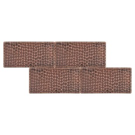 Premier Copper Products 3" x 6" Hammered Copper Tile - Quantity 4 (T36DBH_PKG4) Oil Rubbed Bronze 3 x 6
