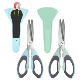 2 Pack Ultra Sharp Kitchen Shears with Magnetic Holder, Heavy Duty Meat Scissors, Multifunctional Stainless Steel Cooking Poultry Shears for Household School Picnic