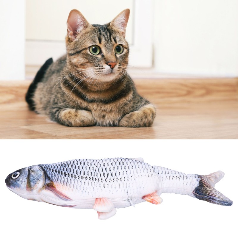 Electric Fish Cat Toy Plush Moving Wagging Jumping Automatic Simulation