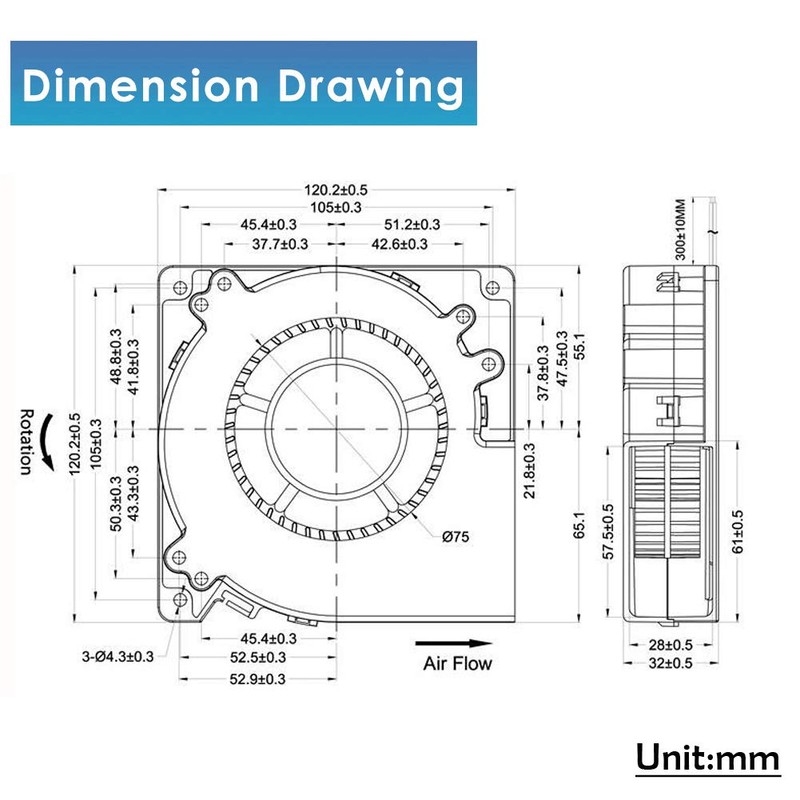 GDSTIME 2PCS 12032 120mm x 32mm 12cm 24V DC Brushless