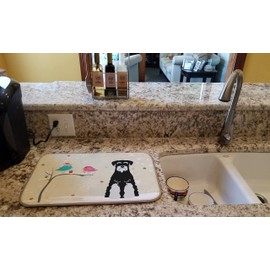 Caroline's Treasures BB2505DDM Christmas Presents between Friends Schnauzer - Salt and Pepper Dish Drying Mat Absorbent Dish Drying Mat Pad for Kitchen Counter Dish Drainer Mat for Countertop, 14 x 21
