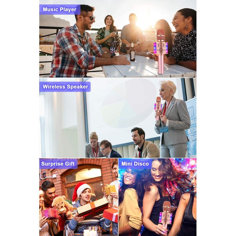 BONAOK Karaoke Microphone Bluetooth, 4 in 1 Wireless Karaoke Microphones,
