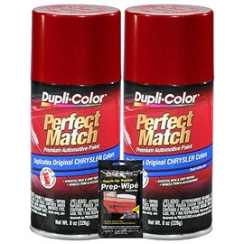 Dupli-Color Inferno Red Metallic Perfect Match Automotive Paint for Chrysler Vehicles - 8 oz, Bundles with Prep Wipe (3 Items)