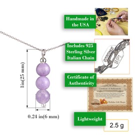 Lepidolite Jewellery - Lepidolite Necklaces for Women - Lepidolite Beads (Natural) Necklace Pendant with Italian Sterling Silver Chain Handmade in USA Gemstone Lepidolite, Gemstone, Lepidolite
