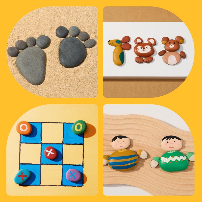 Simetufy 60 Pcs Rocks for Painting, 50Pcs 0.5-1'' & 5pcs