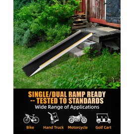 VNN 48" Aluminum Shed Ramp 1PC - 4' Long Loading Ramp for Lawn Mower, 9.8" Wide Ramps for Shed, 600 lbs Capacity Trailer Ramps for Motorcycle, E-Bike, Dirt Bike, Scooter, Bicycle