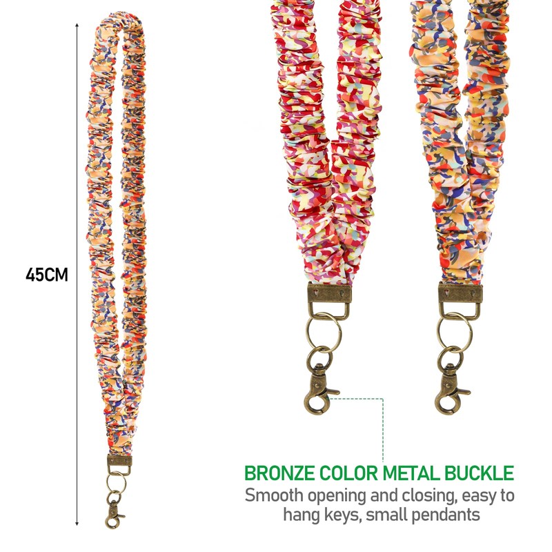 Cute Scrunchie Lanyard for Women - Aesthetic Elastic ID Card