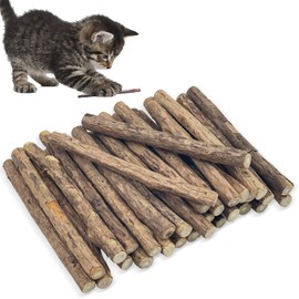 tekenewbse 32 Stück Katzenminze Stick, Katzen Zahnpflege Sticks Matatabi Stick Katze Kausticks Spielzeug, Kauhölzer Sticks für Zahnpflege & Gegen Mundgeruch, Katzenminze Sticks zum Schleifen Zähnen