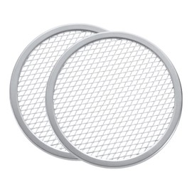 sourcing map 2 Pcs Pizza Screen, 6" Restaurant-Grade Aluminum Round Pizza Baking Screen with Holes Seamless for Pizza Party Kitchen Restaurant Cooking, Silver Tone
