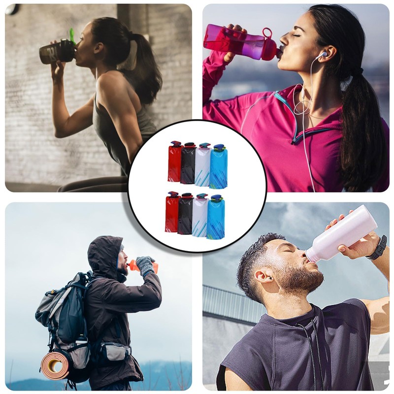 8 Pack Collapsible Water Bottles 700ML BPA Free Reusable Water