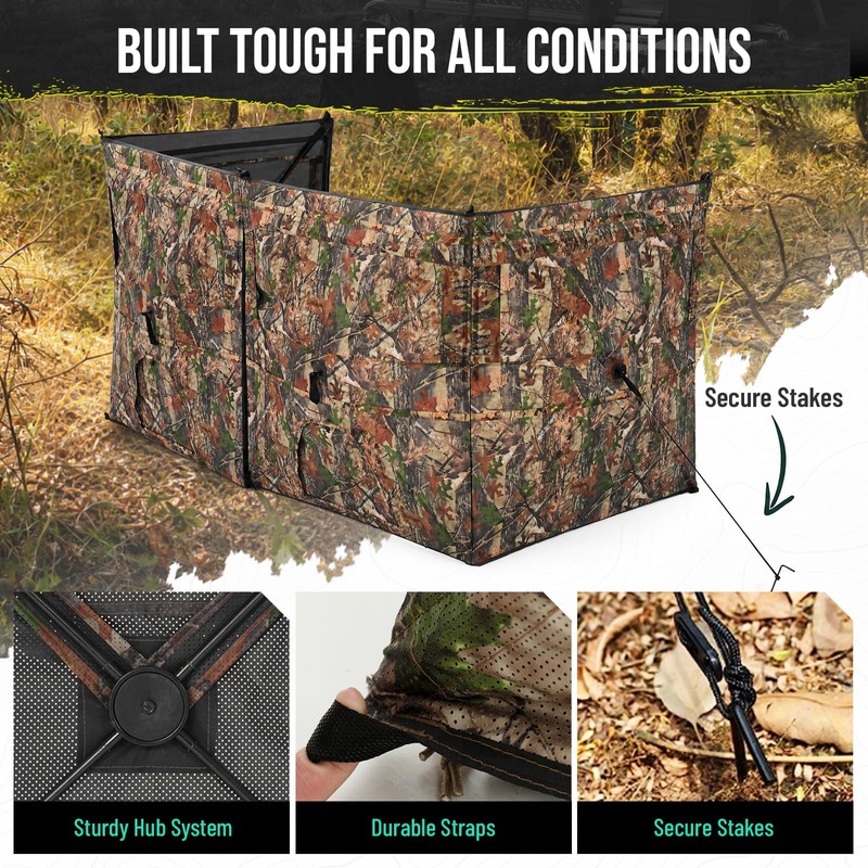 HUNTSEN 4-Panel Hunting Blind - 360° See Through with Wide