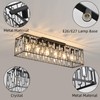 Garwarm 38.7 inch Modern Ceiling Light,6-Light Crystal Chandelier Black Rectangle