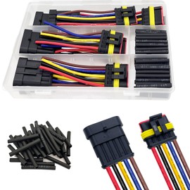 Twippo 6 Kit 16 AWG 5 Pin Connector Car Waterproof Wire Connectors 5 Pin Automotive Electrical Connectors Quick Disconnect 5 Way Wire Terminal Connector Plug and Heat Shrink Tubing Kit