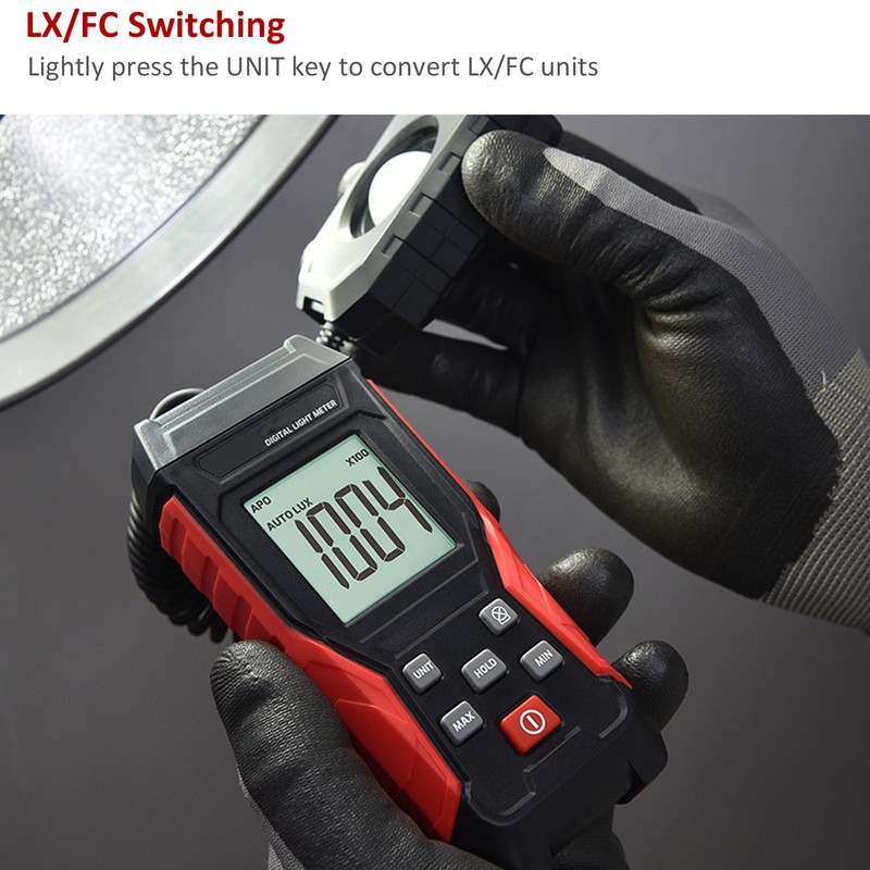 Digital Illuminometer 200000LX High Accuracy Light Meter Automatic Power Off