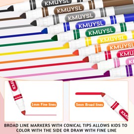 KMUYSL 160 Count Washable Markers Bulk, 10 Assorted Colors - Broad Line Conical Tip Coloring Markers, School Art Supplies & Back to School Essentials, Teacher Classroom Must Haves