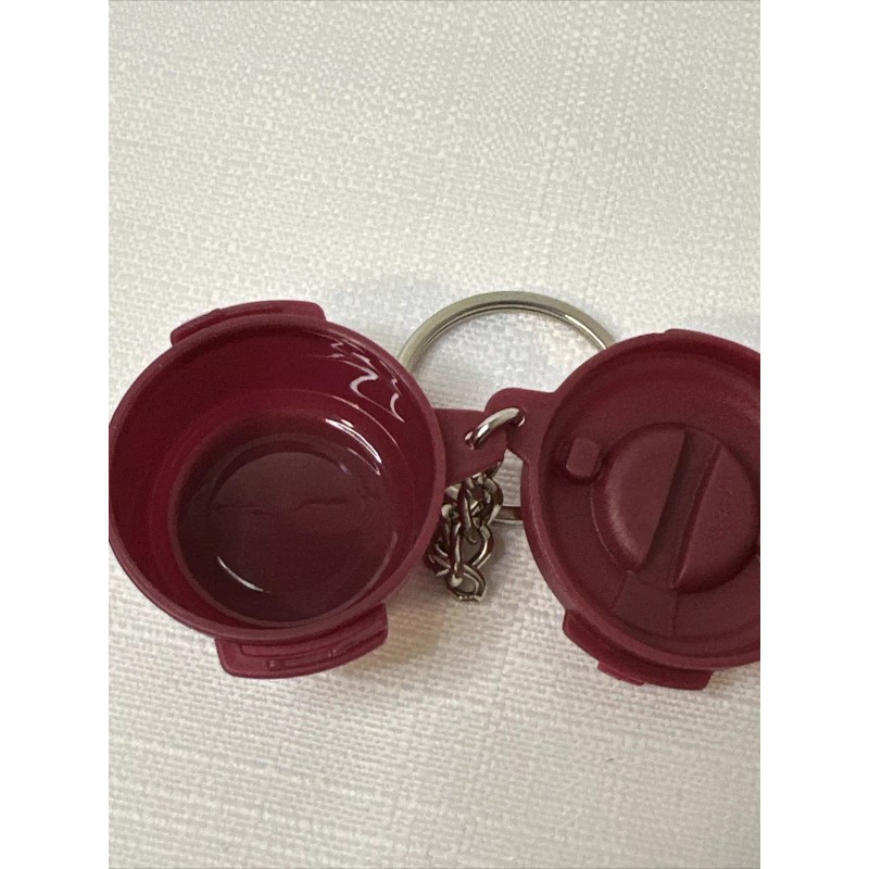 Tupperware Microwave Steamer Keychain Maroon Collectible Pill Box Party Favors