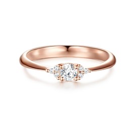 Trilani Women's Engagement Ring Sterling Silver Rose Gold-Plated with White Zirconia in Brilliant Cut - Solitaire Ring with Stone Wedding Ring for Wedding, Silver, Cubic Zirconia