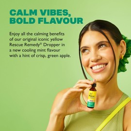 Rescue Remedy Dropper 20ml (Mint & Apple) Comfort & Reassurance, Alcohol Free, Natural Emotional Wellness Day Support, Flower Essence Vegan Formula, Travel, Exams