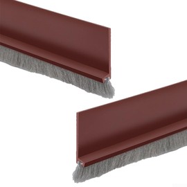 Door Floor Seal with Brush, 2 Pieces, 3 x 100 cm, Noise Reducing Door Seal Kit for Garage, Bedroom, Bathroom and Office Doors (Brown)