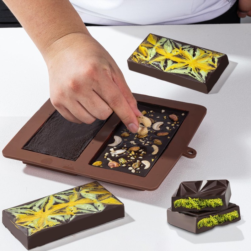 UWILLION Deep Chocolate Bar Mold Silicone 1 Inch Dubai Pistachio