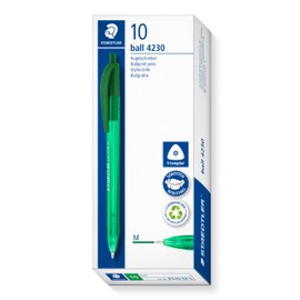 STAEDTLER 4230 M-5 Retractable Rainbow Ballpoint Pen - Green (Box of 10)