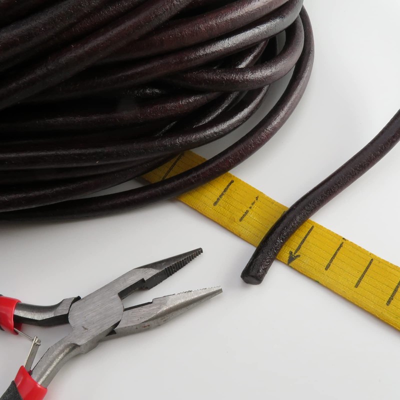 esnado Leather Cord Round 6 mm (5 Metres, Brown)