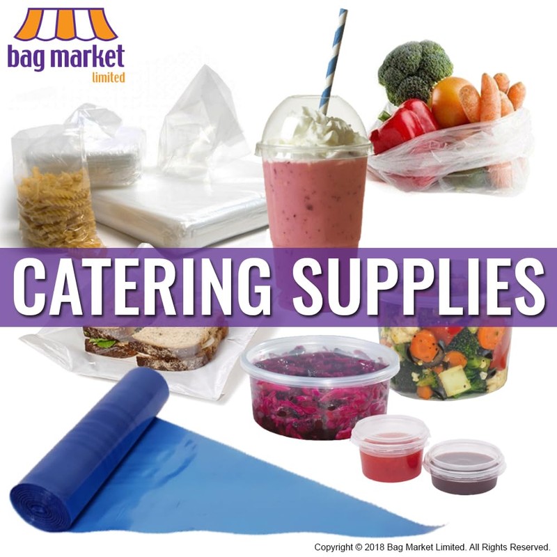 Bag Market | 100 x White Patch Handle Plastic Carrier