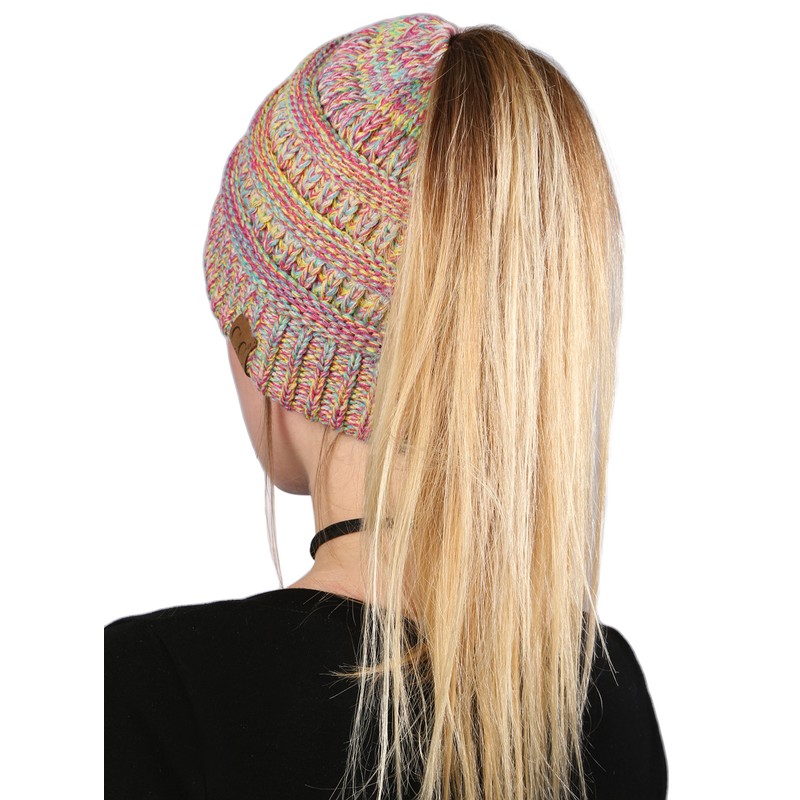 Funky Junque Gorro de cola de caballo con moño desordenado