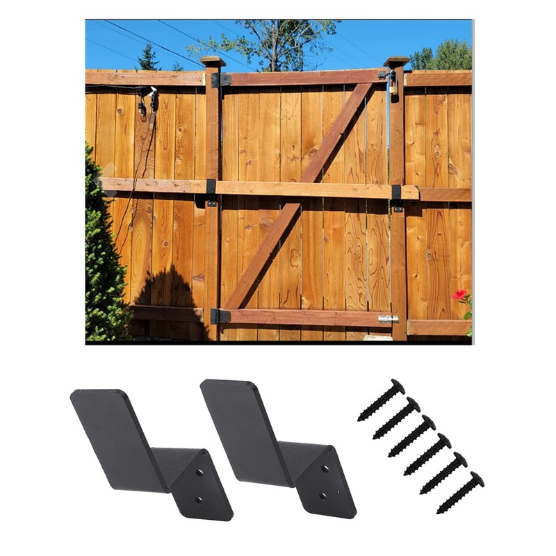 VANROUG 2x4 Door Barricade Brackets Z-Shape Black Security Door Lock