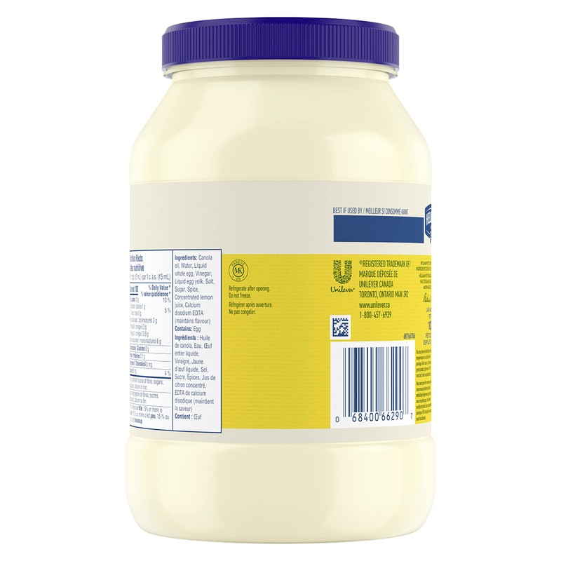 Hellmanns Light 1/2 Fat Mayonnaise 1.42 Liters/1.5 Quarts (Canadian)