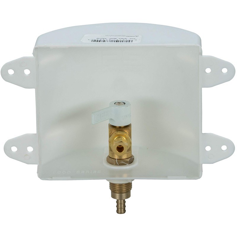 Water-Tite 87954 Square Ice Maker Outlet Box - Quarter-Turn Brass