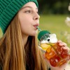 Cute Bear Glass Tumbler with Lid and Straw, 20oz 500ml